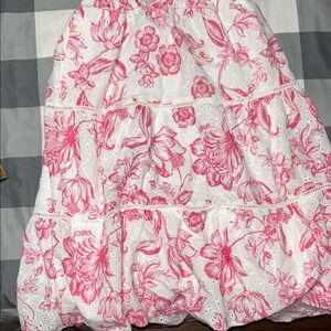 Kohl's Pink and White Floral Maxi Skirt